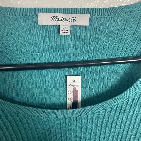 Madewell Sculpt Ottoman Stretchy Short Sleeve Crop Tee Shirt US Women's XS New - Picture 4 of 5